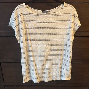 Staccato White and Black Striped Women's Top